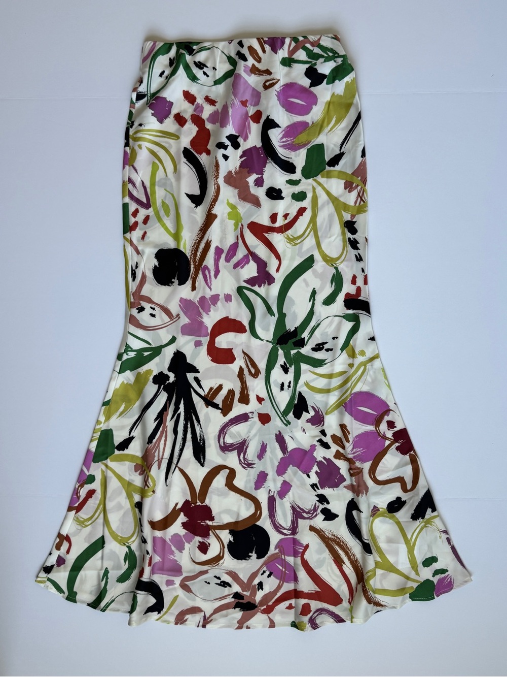 Brand new En Saison Floral Brushstroke Abstract Midi Skirt - Multicolor